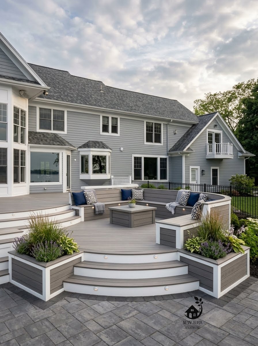 Multi-level deck addition Rochester NY — home remodel outdoor living space